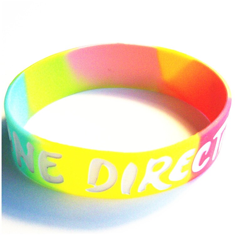 1pc one direction music band 1D silicone rubber bracelet wristband: Imitation Rhodium Plated