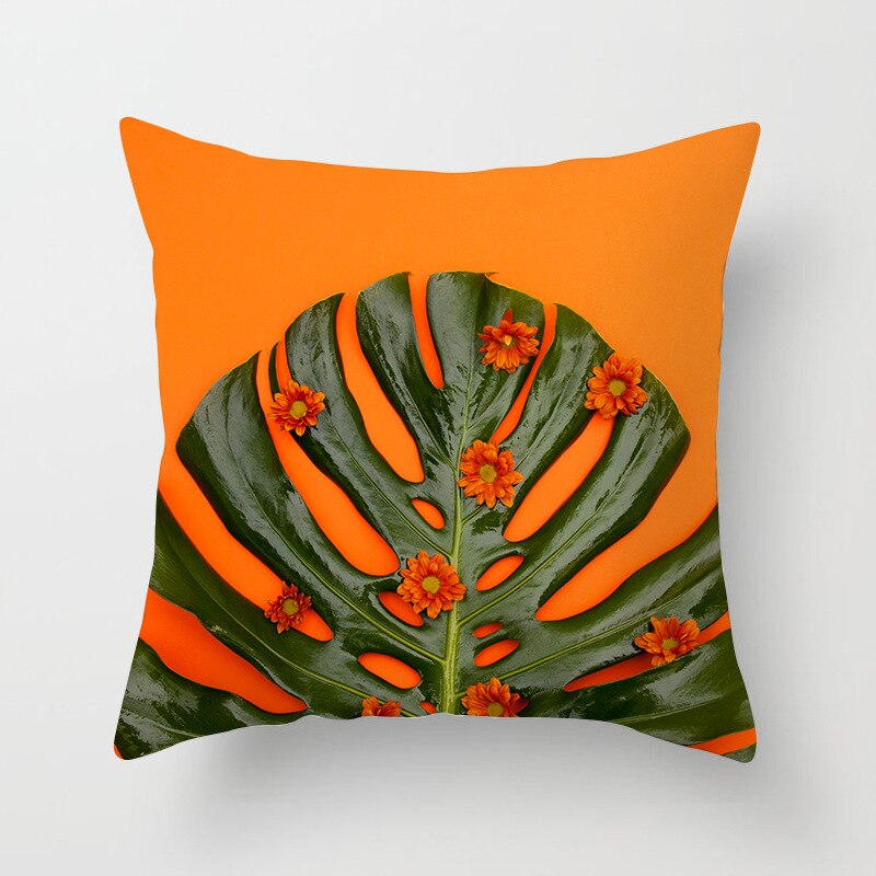 Kids Tropische Planten Palmblad Groene Bladeren Monstera Kussenhoezen Hibiscus Bloem Kussenhoes Decor Beige Linnen Kussensloop: 9