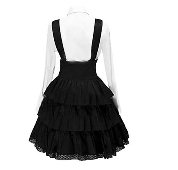 Vestido clásico de Lolita para mujer, ropa retro inspirada, Cosplay, Chica de Anime, negro, manga larga hasta la rodilla,