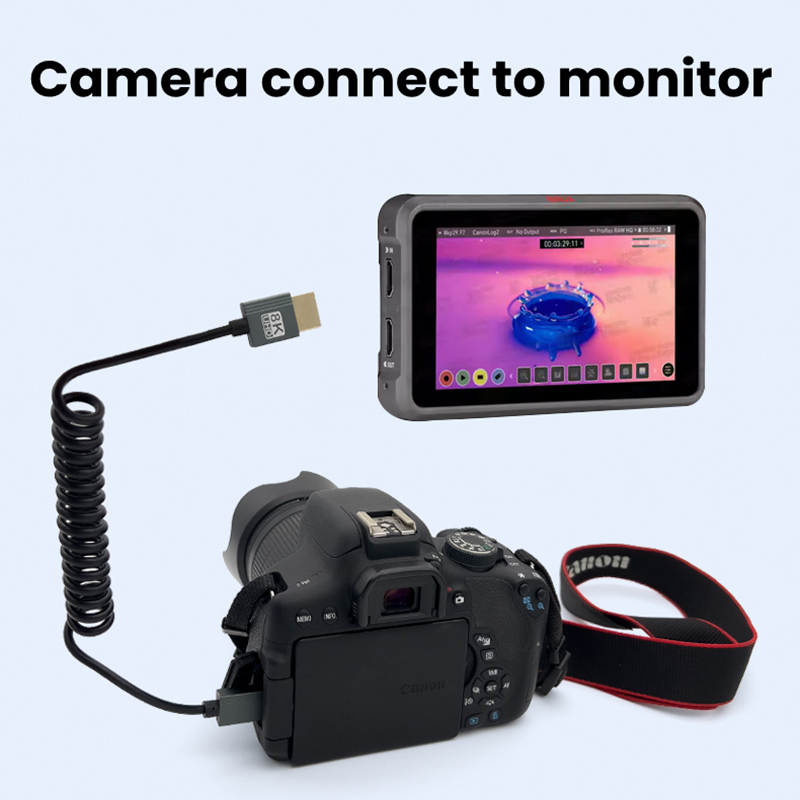 1m bärbara 8k uhd-spiralkablar mini/micro hdmi-kompatibel stretchfjäderkabel för pc bärbar dator surfplatta kamera dv skärm hdtv