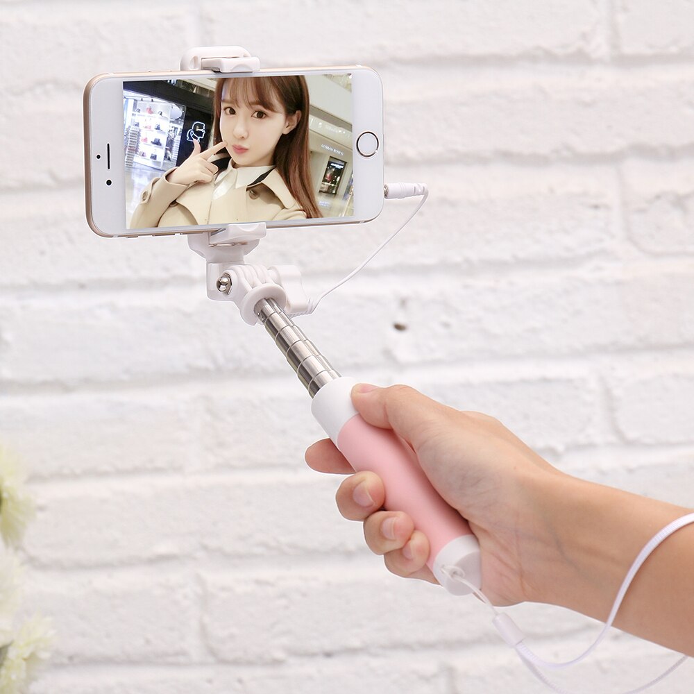 RAXFLY Wired Selfie Stick Voor iPhone 6 6 s Plus 5 s SE Opvouwbare Statief Spiegel Selfie Stick Voor Samsung huawei Android Mobiele Telefoon