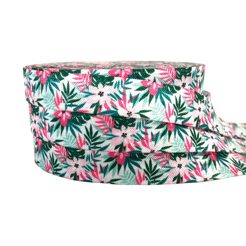 5 yards 16mm søte blomster bladfold over elastiske bånd baby pannebånd jenter hårbånd hår tilbehør håndverksutstyr