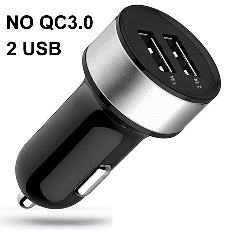 Micro Auto Universal Dual USB Car Charger 5V 1A Mini Adapter Short Circuit Protection 3 Port QC 3.0 fast charger For iPhone 8 x: 2USB Black