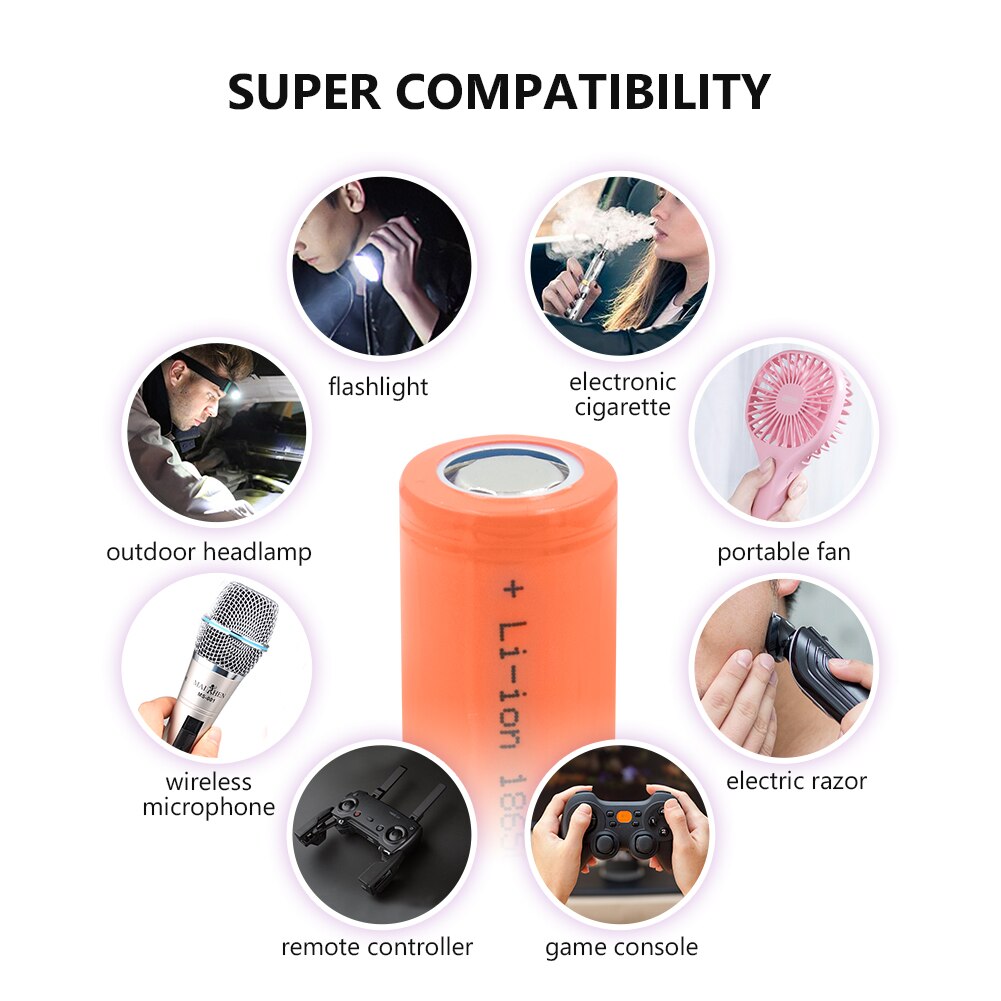 High Capacity 18650 Li-ion Battery 3.7V 4800mah Lithium Battery Rechargeable 18650 Cell 65.6x18.5mm For Remote Control Torch