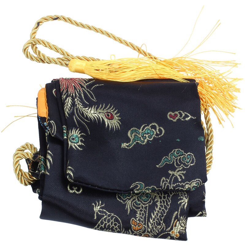 Sac épée de samouraï Dragon et phénix, Katana en Tissu noir de 135cm