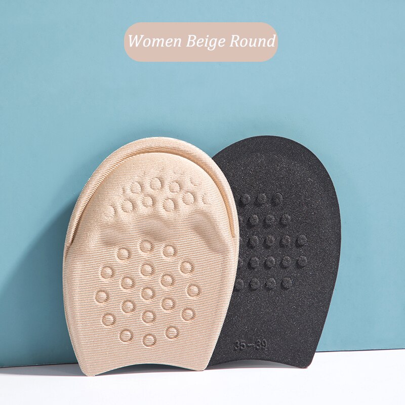 1 paar Einlegesohlen für Schuhe Einsätze Vorfuß Einsatz Sohle Kissen Reduzieren Schuh Größe Füllstoff Frau High Heels Schmerzen Relief Schuh pads: Women Beige Round