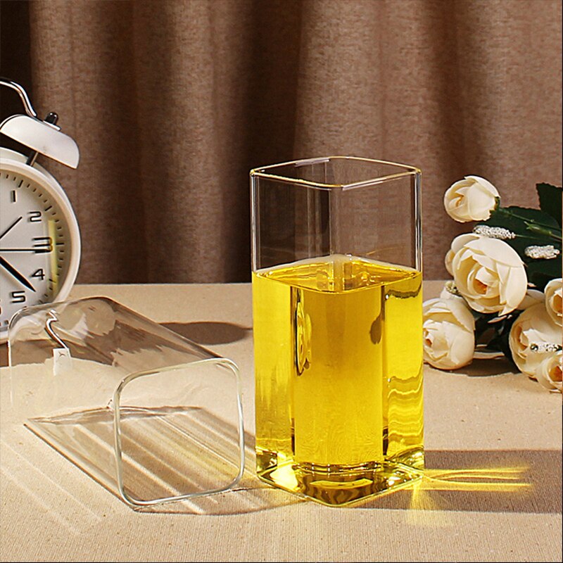 Verre à eau en cristal sans plomb, carré, pour boire du café, du lait, du jus, du whisky, du vin, de la bière, pour Cocktails, 250/390/550ml