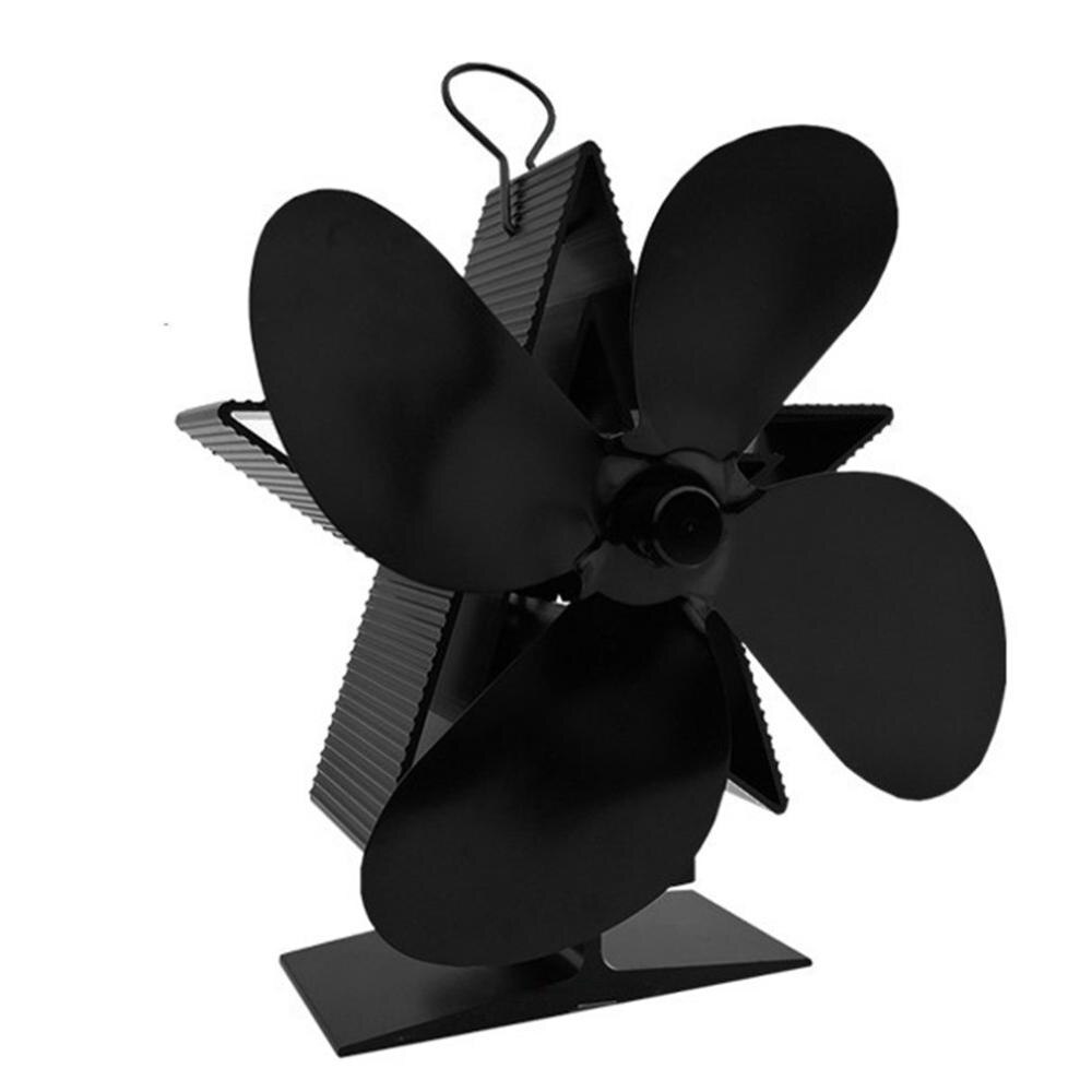 4 Blade Black Fireplace fan Heat Powered Stove Fan Thickened Aluminum Alloy Fan Blade Fireplace Fan Accessories for Home