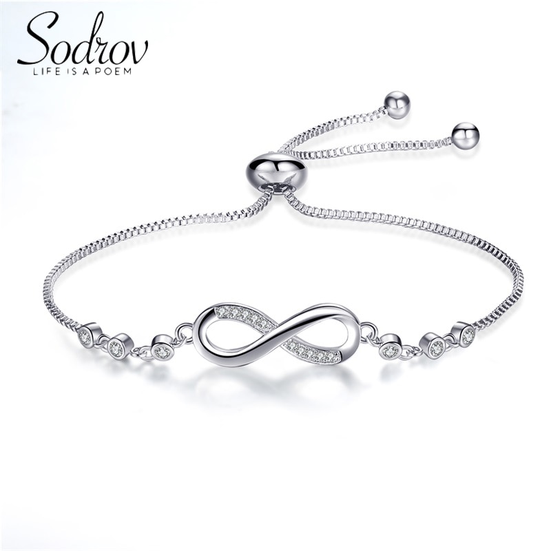 Sodrov prata pulseira jóias 925 prata esterlina para mulher corrente & caixa fina geométrica lucky 8 chian pulseira ajustável