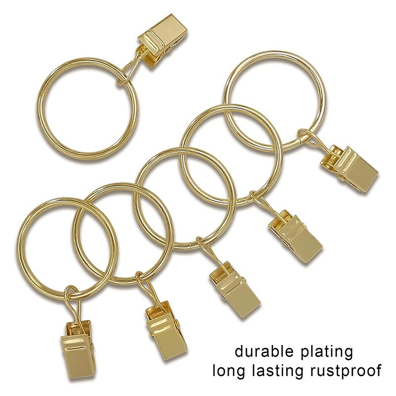 40PCS Curtain Rings with Clips, Strong Drapery Clips Hooks on Tension Rod Bracket, 1.26 Inch Interior Diameter
