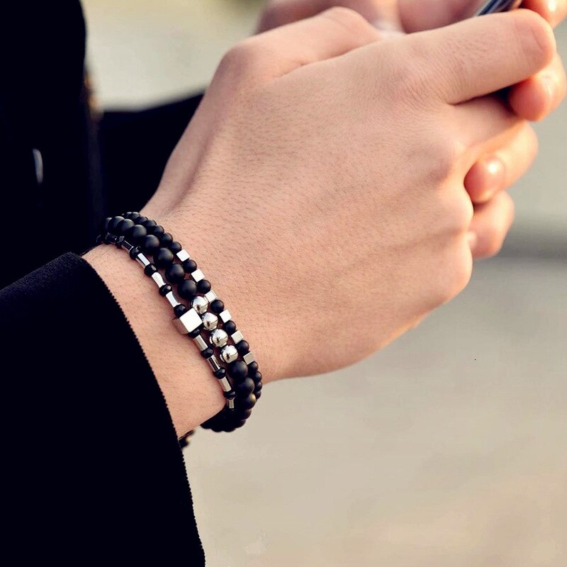 Mode Schedel Mannen Armband Sets Trendy Stenen Kralen Armband Voor Mannen Handgemaakte Sieraden: 5