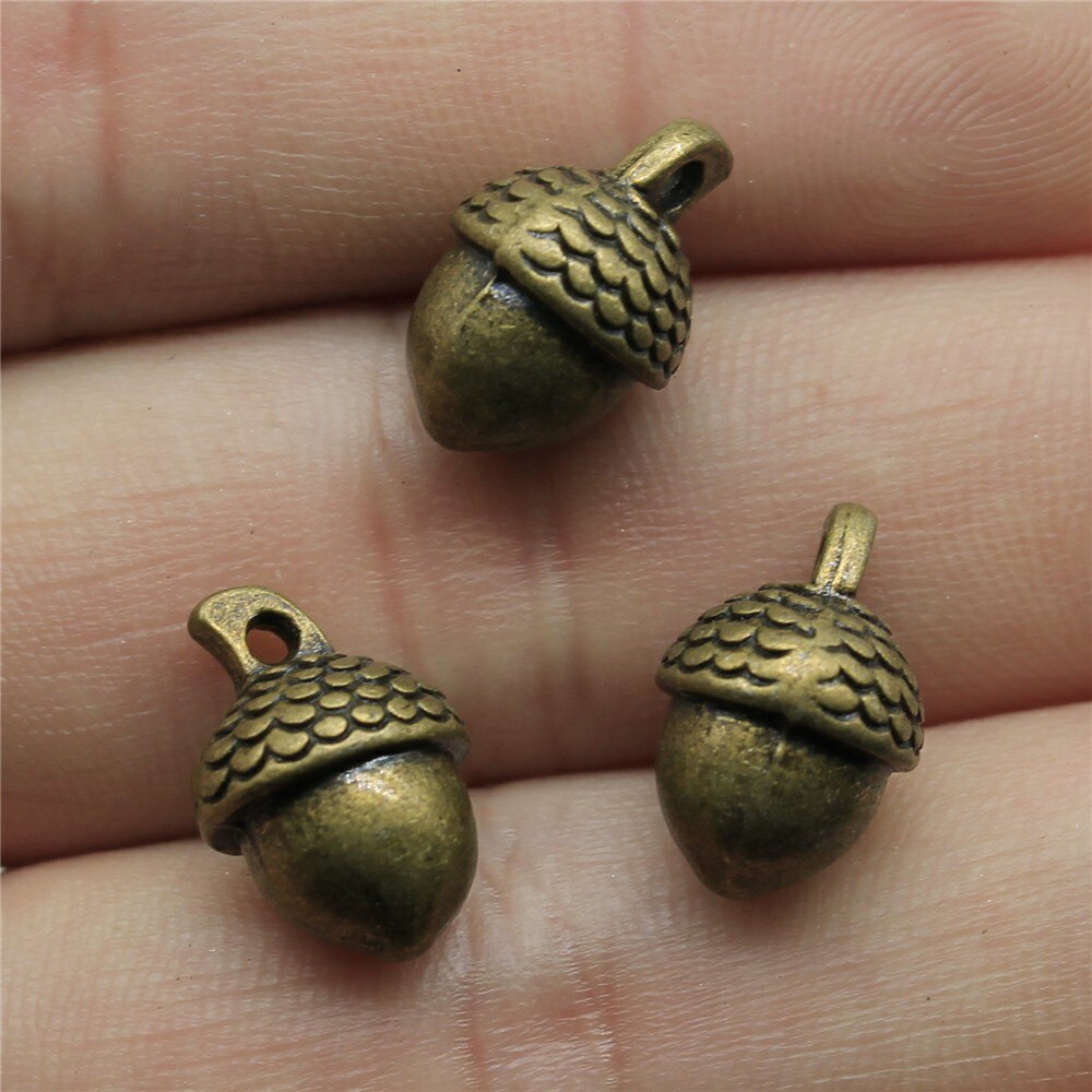 20 stuks 3d hazelnoot pinda's dennenappel bedeltjes knutselbenodigdheden handgemaakte tibetaanse sieraden: 15 x 10 x 9mm- brons