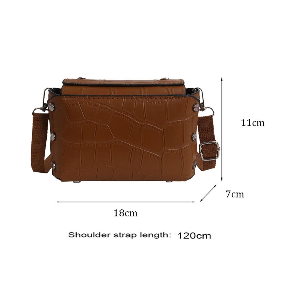 Mini liten fyrkantig väska sommar pu läder handväska dam dam pu läder retro nit handväska