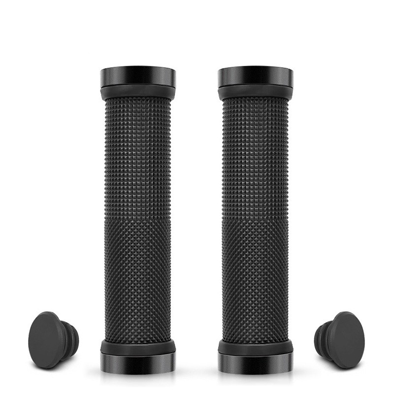 Empuñaduras de goma PE para bicicleta de montaña, puños de aleación con bloqueo Bilateral, mango antideslizante para manillar de ciclismo, accesorios para bicicleta BMX: Morado