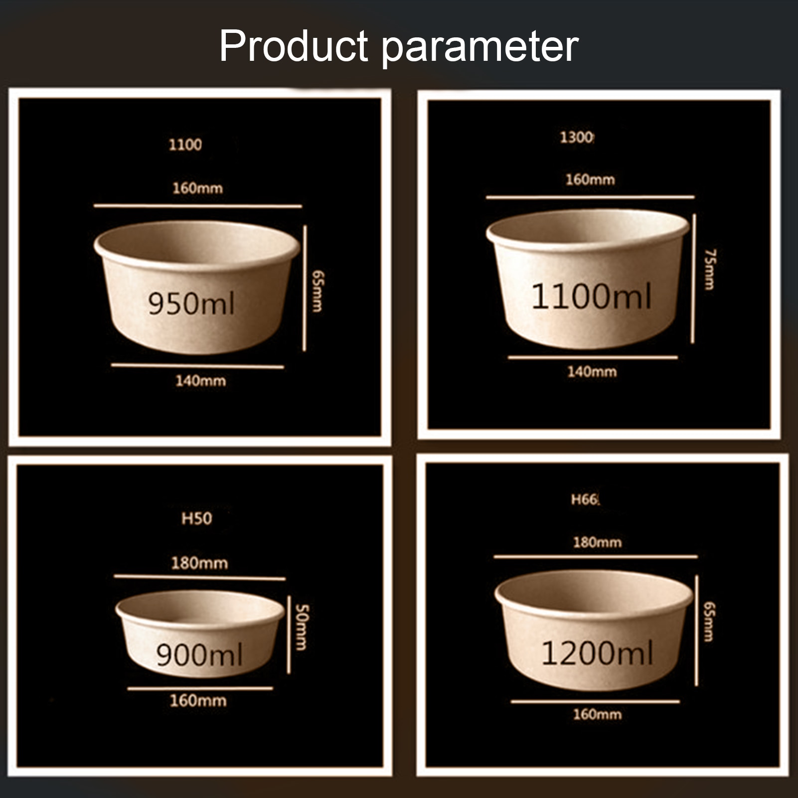 10Pcs Large Capacity Disposable Paper Bowl With Paper Lid Eco Takeaway Food Package Paper Cup Paper Lunch Box Picnic Container