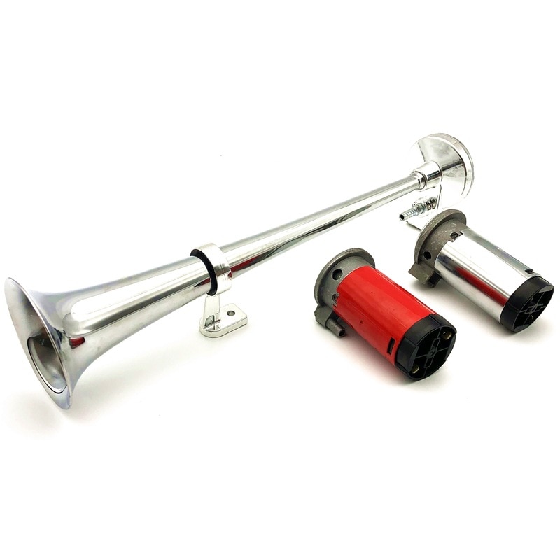 Universal 17 tum enkel trumpet bil lufthorn 12v kompressor 150db super hög luftslang bil horn högtalare för lastbil båt motorcykel