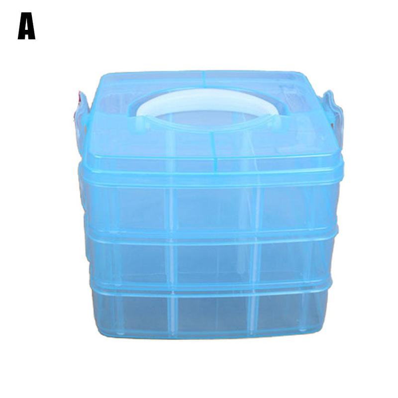 Caja de almacenamiento de cuentas de plástico transparente para joyería, contenedor de herramientas de bricolaje, organizador desmontable, 3 posiciones, 4 colores: A