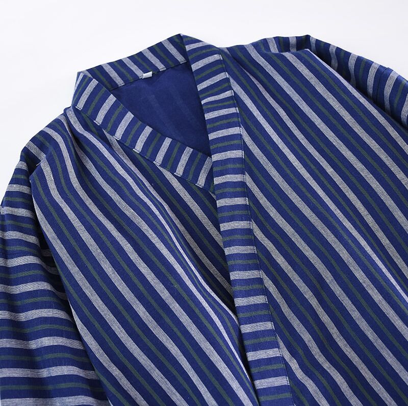 Blødt gaze bomuld herreklæde klassisk japansk stil kimono morgenkåber hjem morgenkåbe nattøj mandlige stribede badekåber