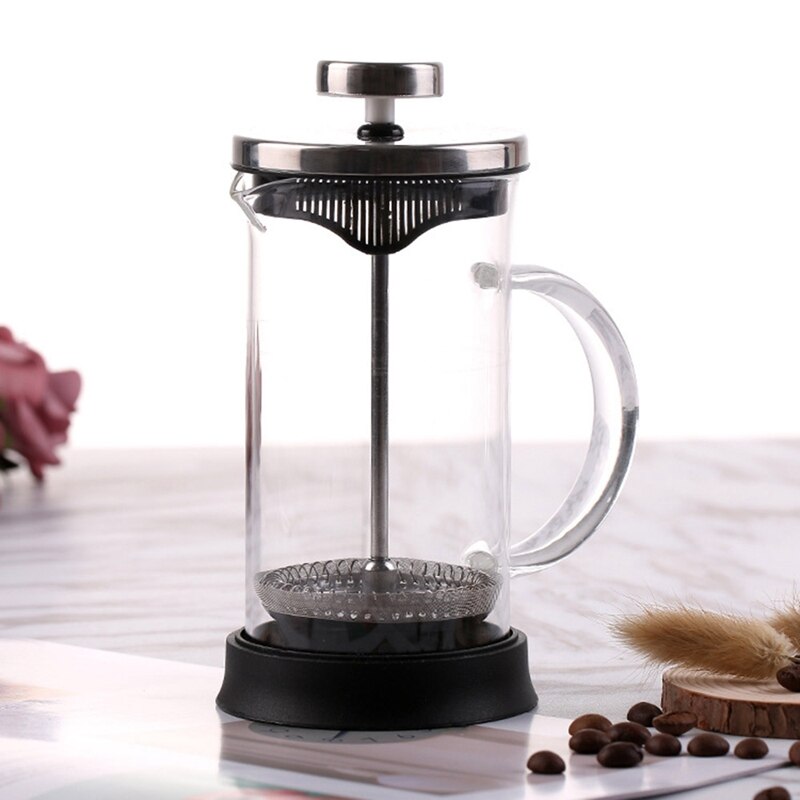 French Press Coffee & Tea Maker, Thickened Borosilicate Gl Coffee Press Rust-Free and Dishwasher Safe,350Ml