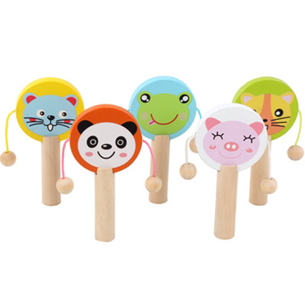 FrüHenne schule freundlicher holz welle trommel Traditionelle holz spielzeug holz welle trommel trommel glocken Baby musik spielzeug