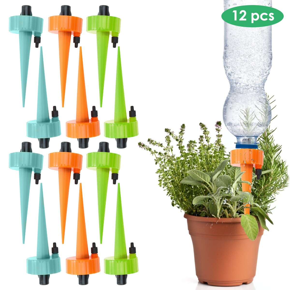 12PCS Self Watering Spikes Auto Drip Irrigation Watering System Automatic Watering Spike for Plants Flower Indoor Household