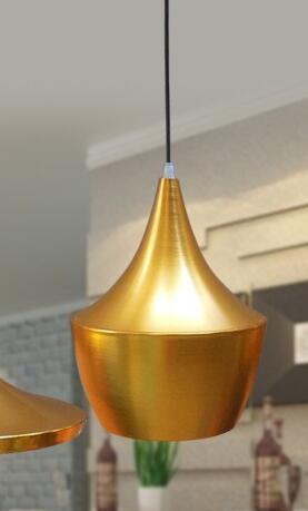 Abc pendellamper (høje, fede og brede) tom musikinstrument hængende pendel lys til restaurant lampe bar: Guld b
