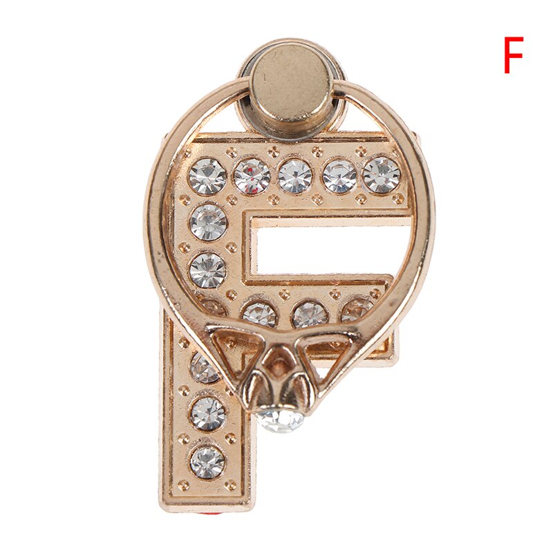 1pc 360 Degree Diamond Metal Letter A-Z Finger Ring Smartphone Stand Holder Mobile Phone Holder For All Phone: F