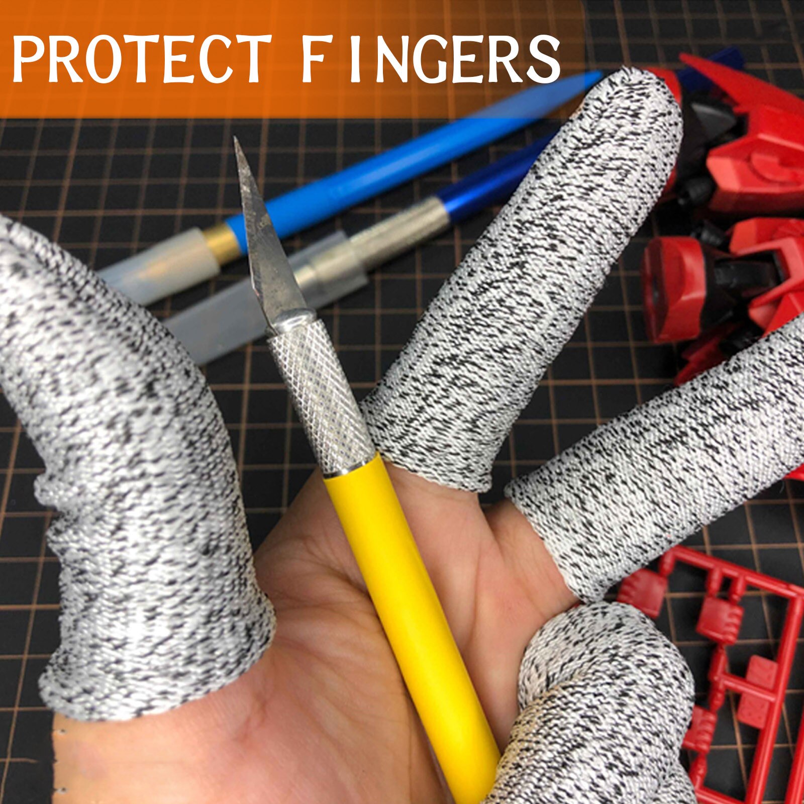 Funda de dedo resistente a cortes afilada, protección de dedo índice del pulgar, Mangas de seguridad para trabajo de corte, herramienta de tallado de pintura, 10 Uds.