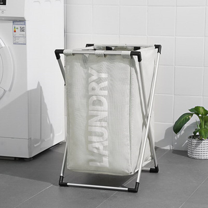 Laundry Basket 3 Hamper Organizer Bathroom Folding Triple Laundry Basket Large Oxford Fabric Laundry Basket With 3 Compartments: Beige white 1 cell