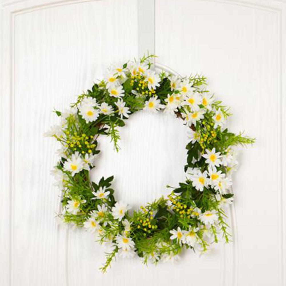 Kunstig daisy blomsterkrans hjem dør krans til bryllupsfest hængende vedhæng dekoration