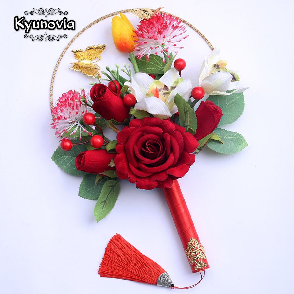 Kyunovia flor blanca amos de damas ramo broche ramo joyería buque novia flores de cristal ventilador estilo flor ramo de bodas ramo para niña D100