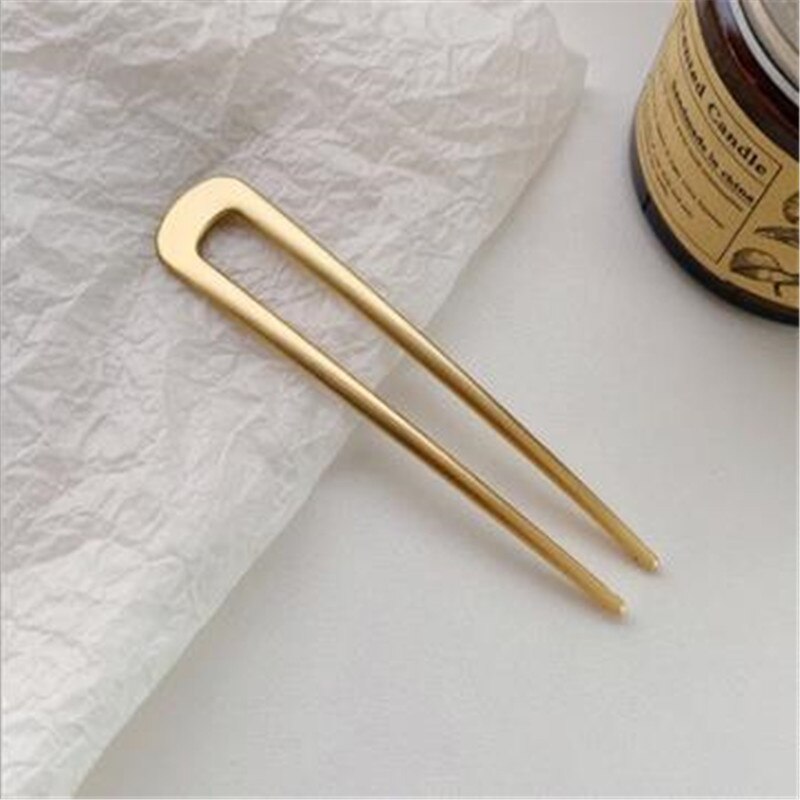 Horquilla en forma de U para el pelo para mujer y niña, pinzas para el pelo en forma de U de estilo francés, pasadores de varillas en U de concha de tortuga, accesorios de peinado: gold