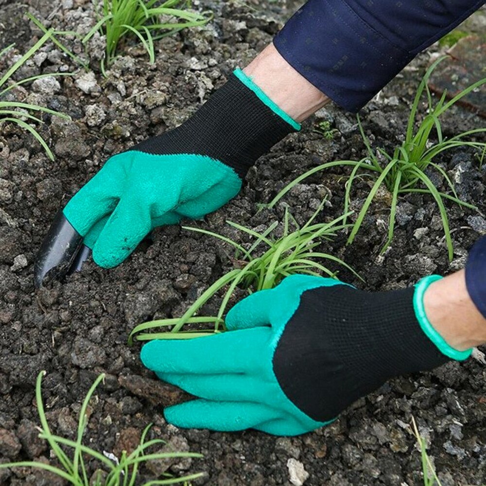 1 par de látex e abs plástico luvas de jardim garras stretchable jardim genie luvas fácil de cavar e plantar durável e flexível