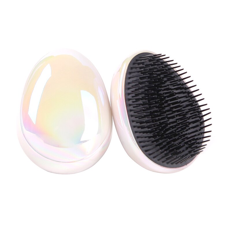 5 Kleuren Ei Vorm Glitter Anti Statische Massage Haarborstel Tangle Hair Brush Anti-Knopen Haar Smoothing Kam Styling Tools: 05 White