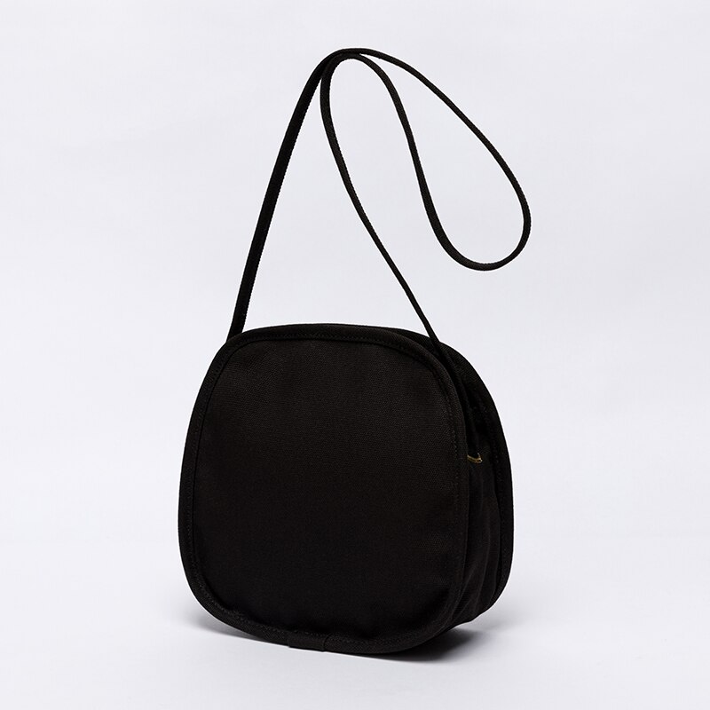 Sac messager en toile sauvage, simple et chic, couleur unie, style japonais et sud-coréen: Noir