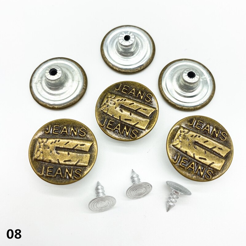 20 piezas 20mm bronce de botón de Metal para pantalones Shank botón para prendas de vestir pantalones ropa de costura Accseeories hecho a mano # Ro: 08