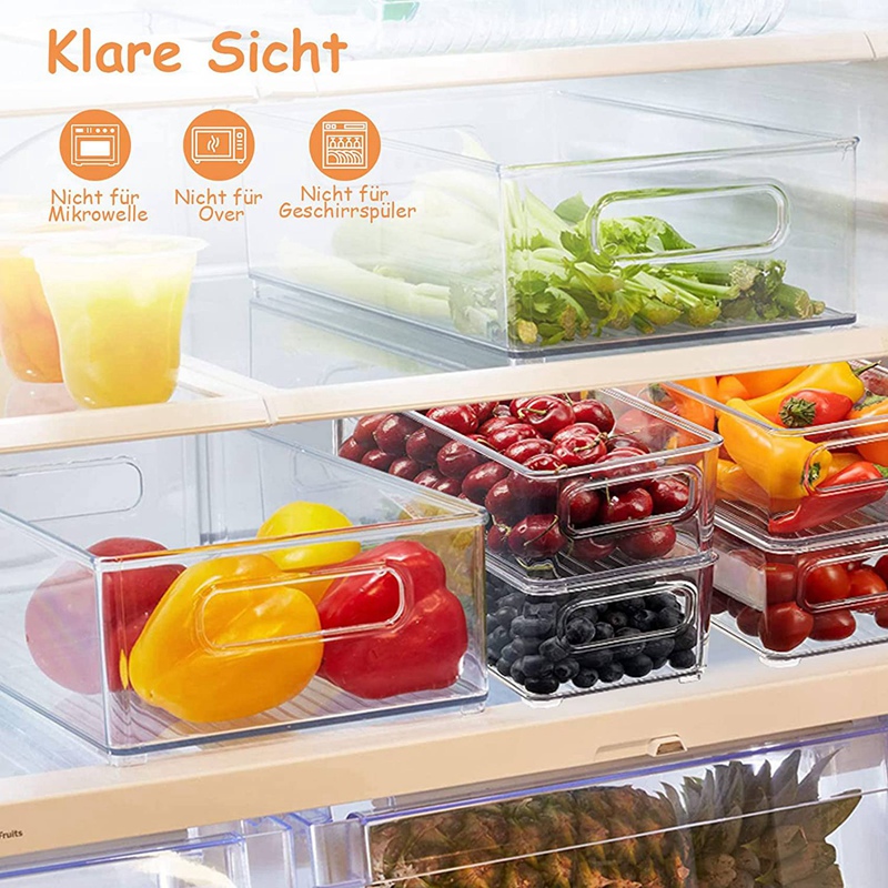 Fridge Organiser Set Stackable Small Fridge Boxes With Handle For Kitchen Pantry Cupboards Shelves