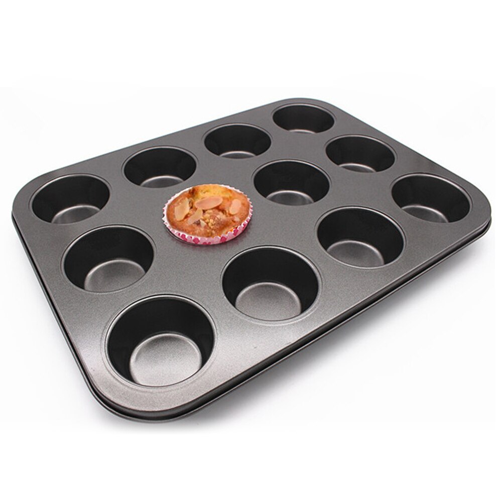12 Cups DIY Cupcake Baking Tray Tools Non-stick Steel Mold Egg Tart Baking Tray