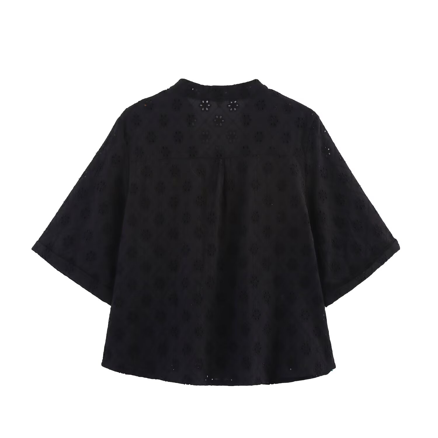 Tangada sommerbluse med broderi i bomull, korte ermer, strandtopper for kvinner, 6 t 0566