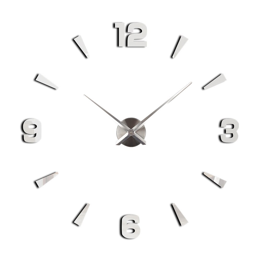Reloj de pared con pegatinas 3D, relojes para salón, decoración del hogar, reloj de pared grande duvo Saat: sliver / 47 inch