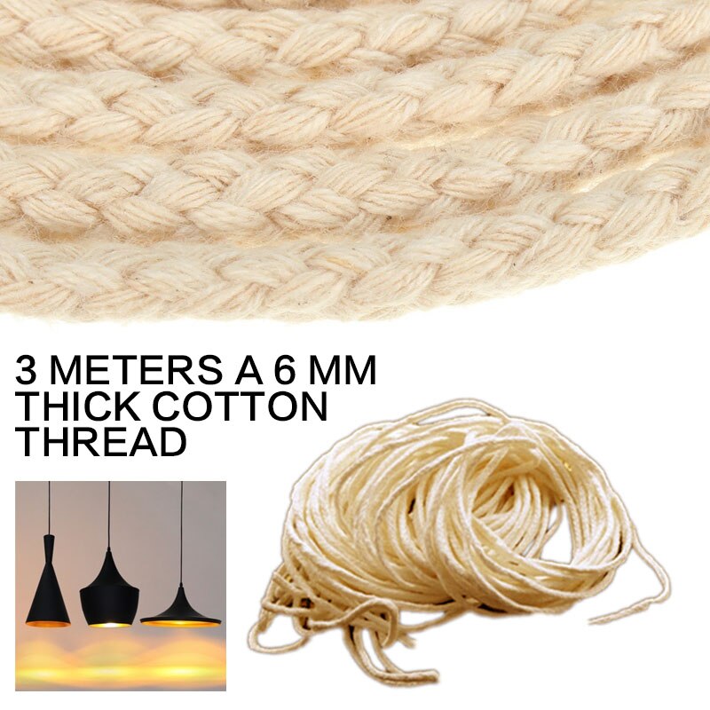 3m Cotton Alcohol Lamp Wick Burner 6 mm Thick Cotton Thread Coffee Pot Oil Lamp Wick Core DIY Material Dedicated For Teaching