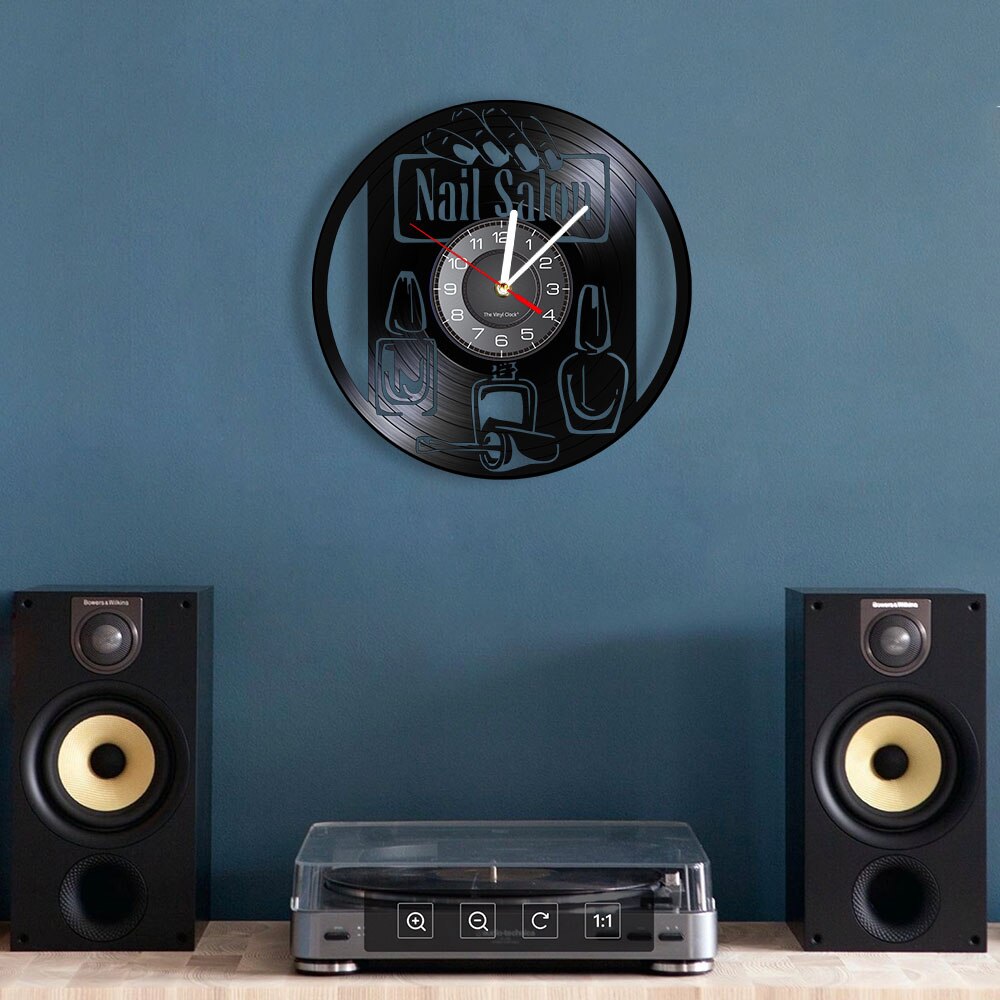 Reloj de pared para manicura, decoración de pared para estudio de salón de belleza, esmalte de uñas, disco de vinilo, reloj de pared Vintage, cosmetólogo, estilista,