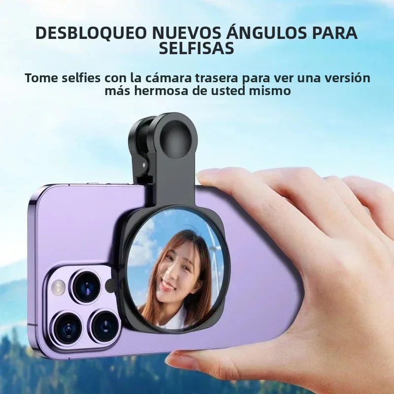 Kit de clips de réflexion pour miroir d'appareil photo pour Smartphone, Clip de miroir pour appareil photo de téléphone Portable avec sac de rangement, miroir arrière pour Selfie