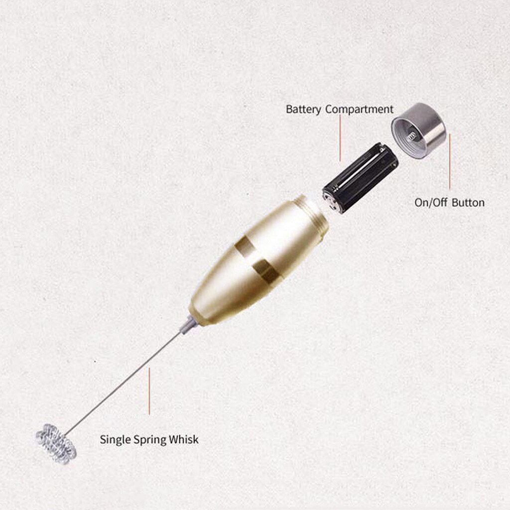 batteria operato Elettrico Montalatte Frullino per le uova Palmare cappuccino Latte e Caffè in Acciaio Inox-Oro