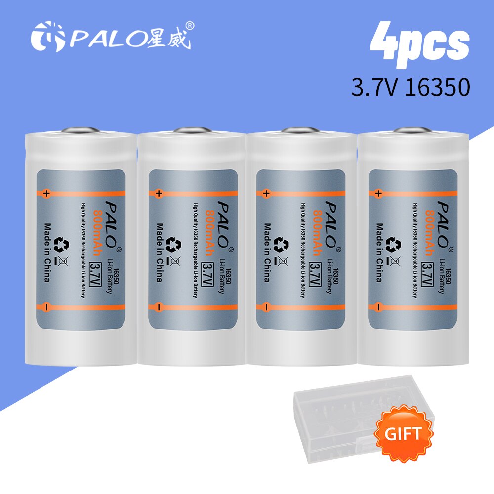 PALO 16340/16350 li-ion battery 3.7v li-ion rechargeable CR123A batteries rechargeable 16340 li ion batteries