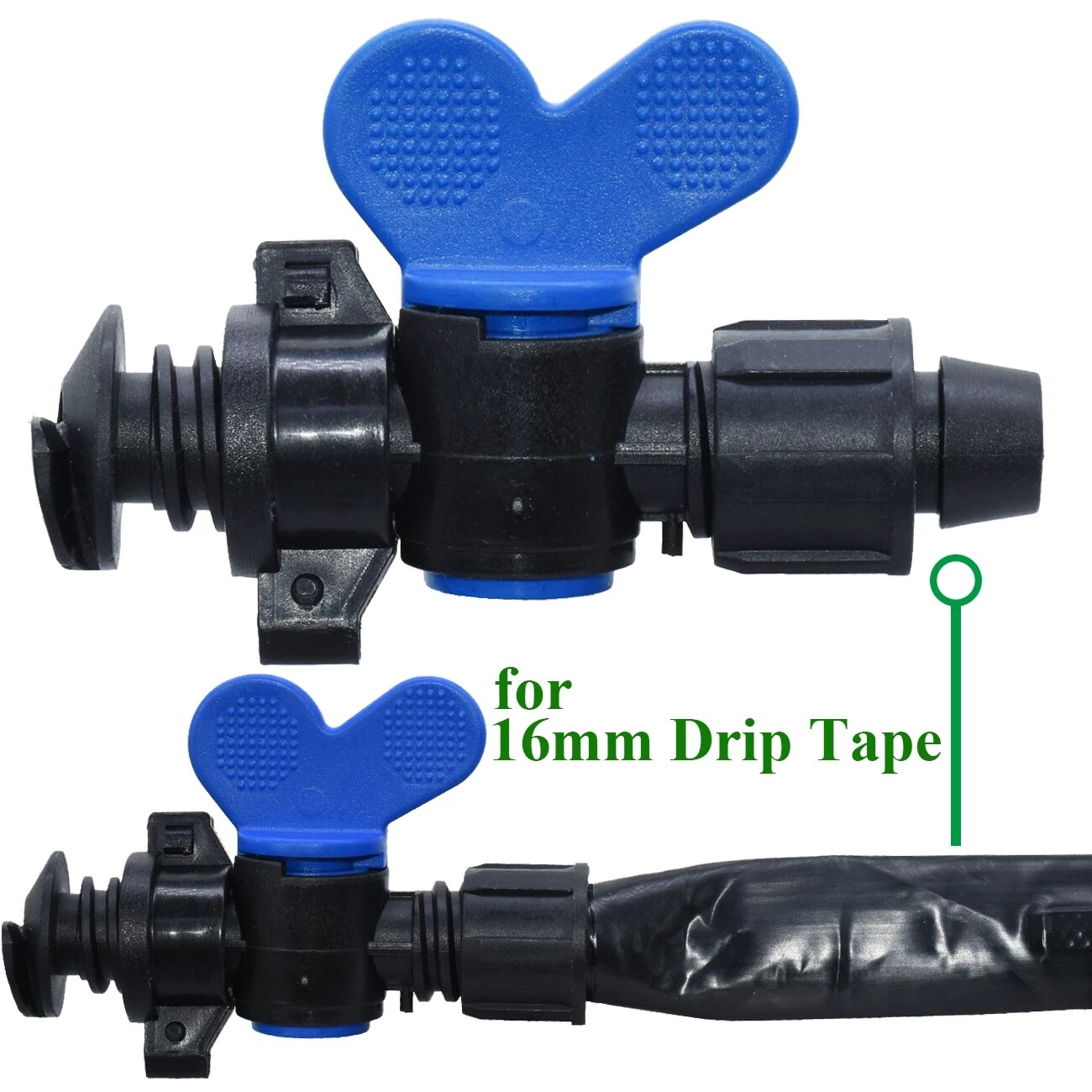 Ruban d'égouttement d'irrigation pour serre et jardin, 20-150m, 16mm, 8mil, 0.2mm, épaisseur 20cm, espacement de l'émetteur et du goutteur, 5/8 en effet, connecteur de tuyau