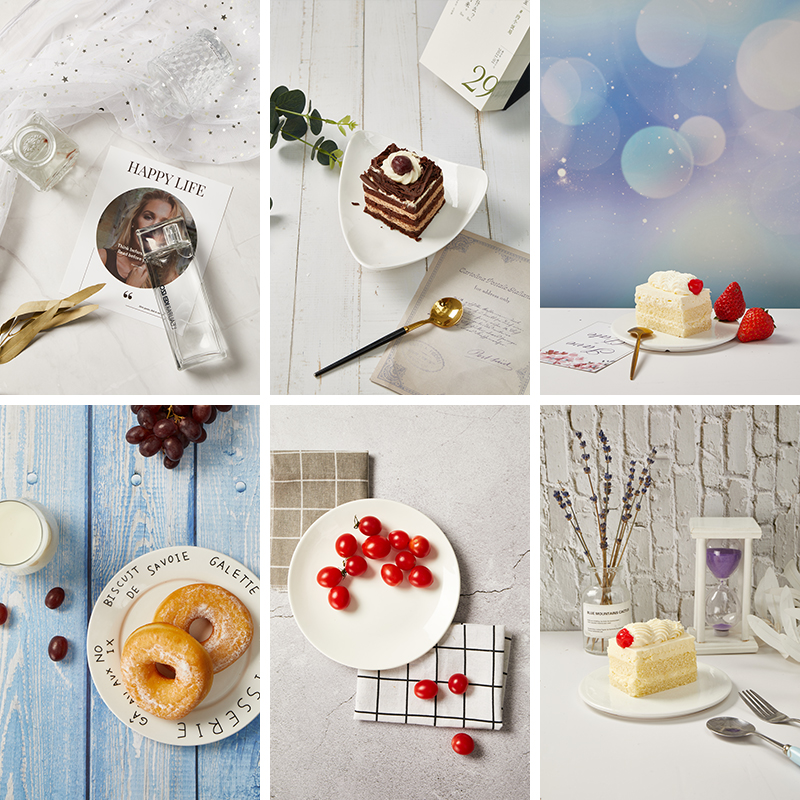 Fondos de fotografía de mármol 57*43CM 2 caras grano de madera foto fondo papel tapiz estudio productos impermeables accesorios fotográficos