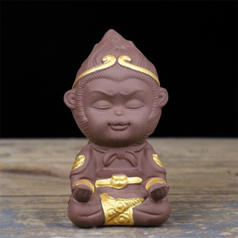 Ceramic Animal Statue Fish Tank Landscape Figurines Monkey King Ornament Tea Pet Home Decoration Accessories Car Craft: F
