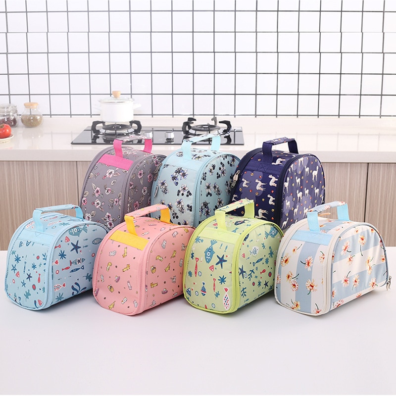 Kawaii fish rose bärbar dragkedja vattentät matkasse dam student matlåda termoväska kontor skola picknick kylväskor bolso