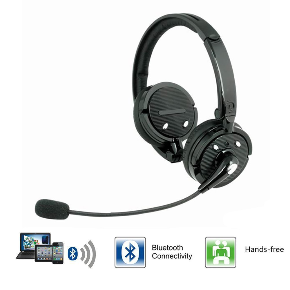 Bluetooth Noise Cancelling headphone with Boom Microphone On Ear Phone Headset for Truck Driver Call Center PS3 Gaming Headset